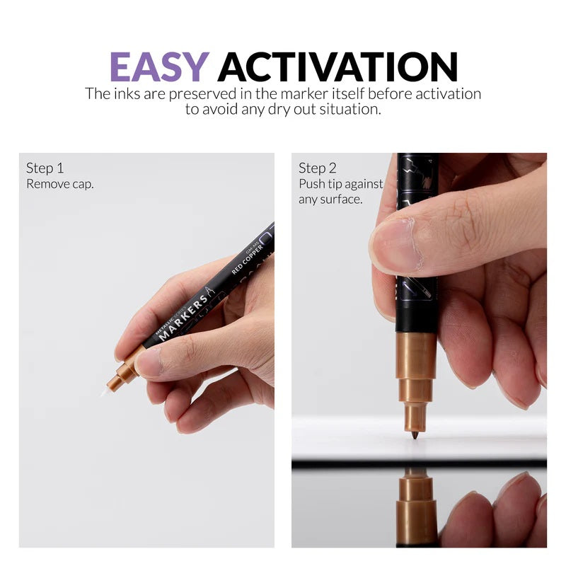 Modo de uso del marcador metálico en color Oro vivo de la gama de marcadores metálicos de Gaahleri con referencia 45206