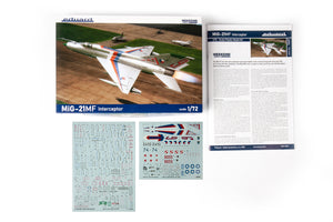 Componentes de la caja de la maqueta del caza soviético Mig-21 MF en escala 1:72 de Eduard referencia 7469