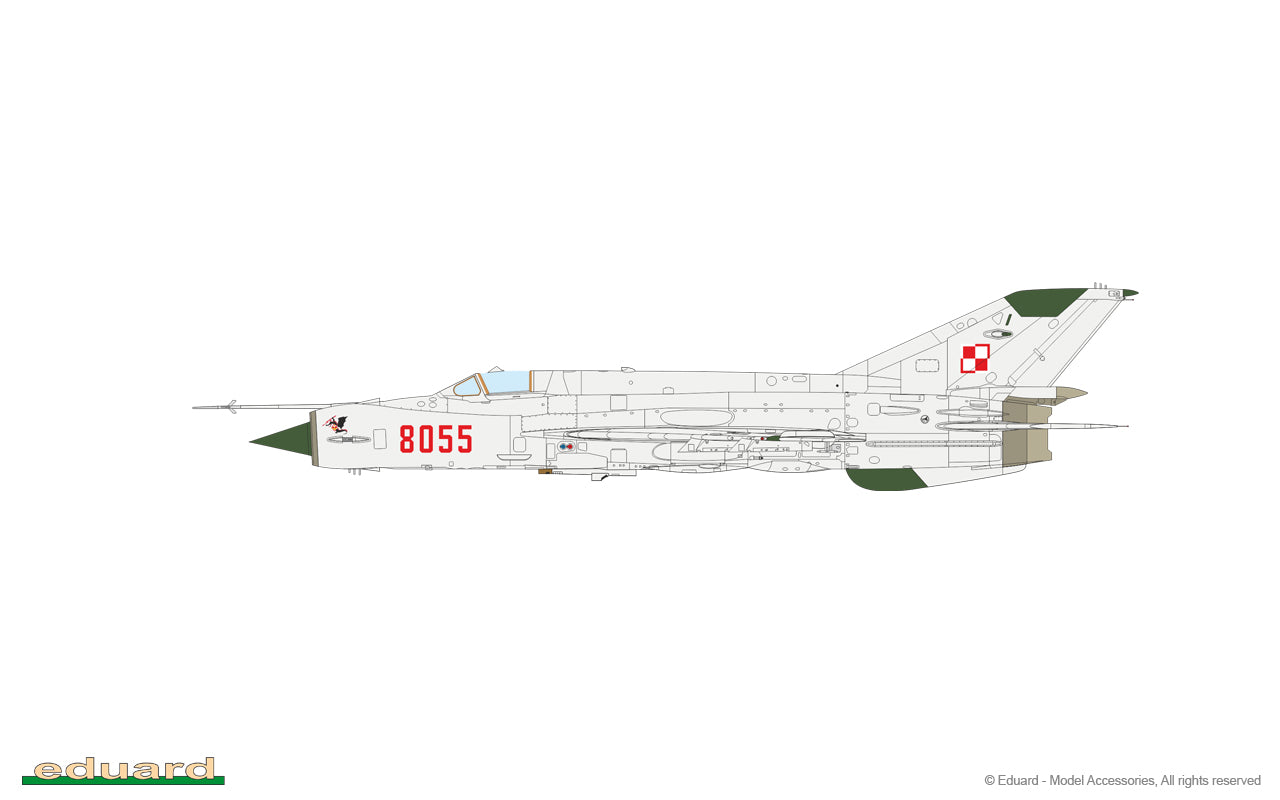 Esquema de pintura 3 de la maqueta del caza soviético Mig-21 MF en escala 1:72 de Eduard referencia 7469