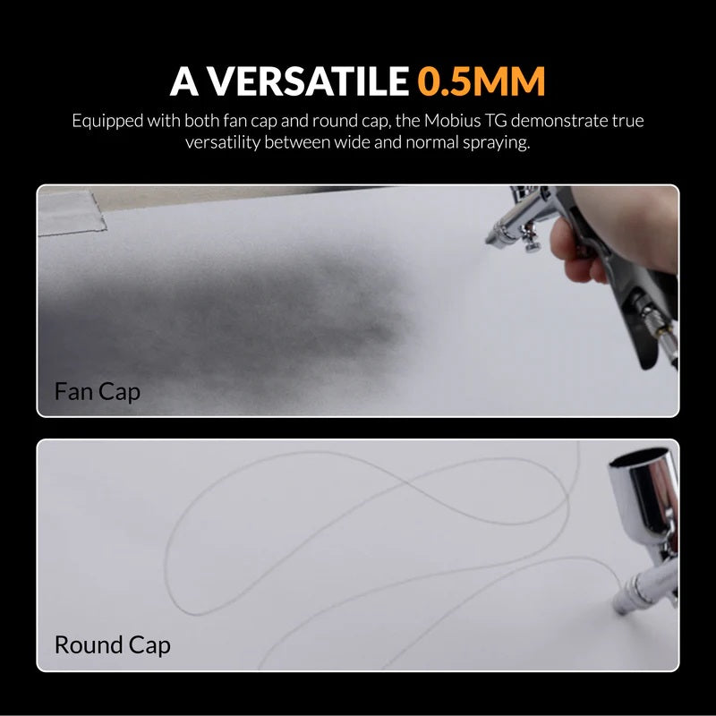 Versatilidad del aerografo de 0,5mm Mobius TG con gatillo y empuñadura de Gaahleri