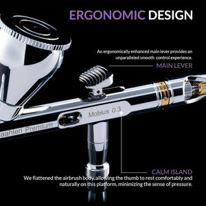 Diseño ergonómico del aerógrafo Gaahleri Mobius 0,3mm