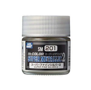 Bote de pintura Mr. Hobby Super Metallic color Super Fine Silver 2 referencia SM201