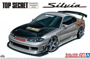 Caja de la maqueta del coche deportivo Nissan S15 Silvia de 1999 versión Topsecret en escala 1:24 de Aoshima referencia 5874