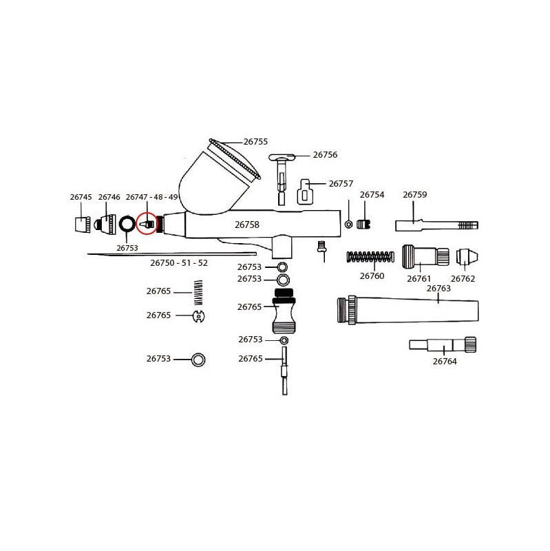 Obturador de 0,2mm para aerógrafos Dismoer D-102. D-103 y D-116 referencia 26747