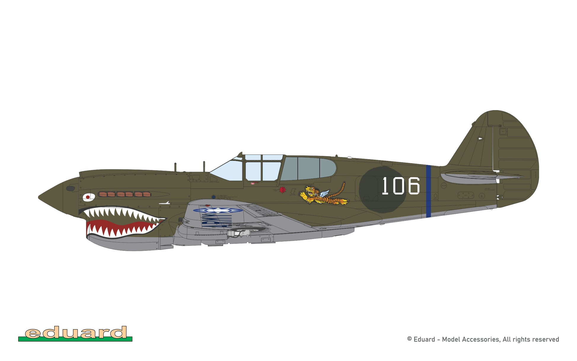 Esquema de camuflaje 2 de la maqueta del caza P-40E en escala 1:48 de Eduard referencia 84207