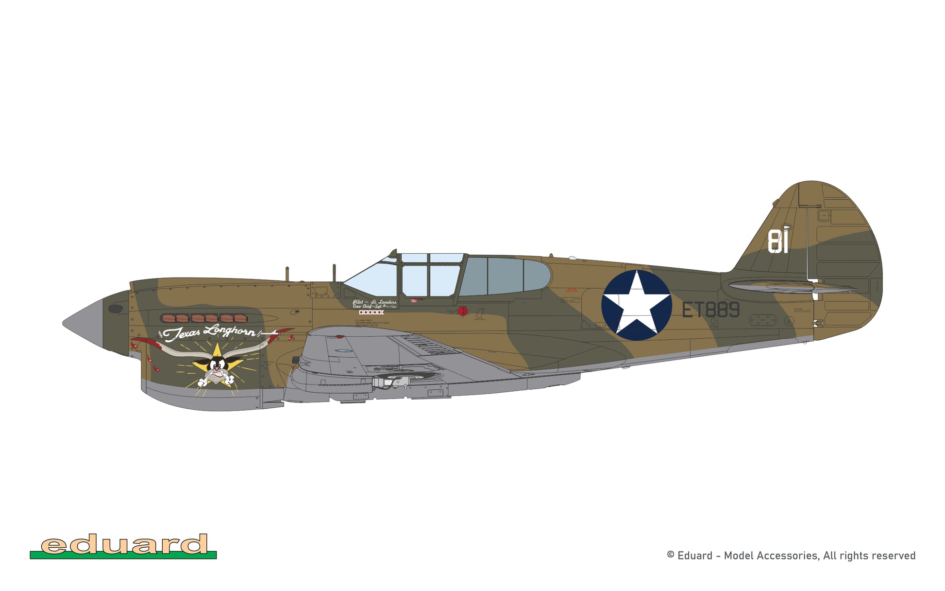 Esquema de camuflaje 3 de la maqueta del caza P-40E en escala 1:48 de Eduard referencia 84207