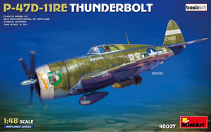 Portada de la caja de la maqueta del avión norteamericano P-47 -11RE Thunderbolt en escala 1:48 de Miniart referencia 48037