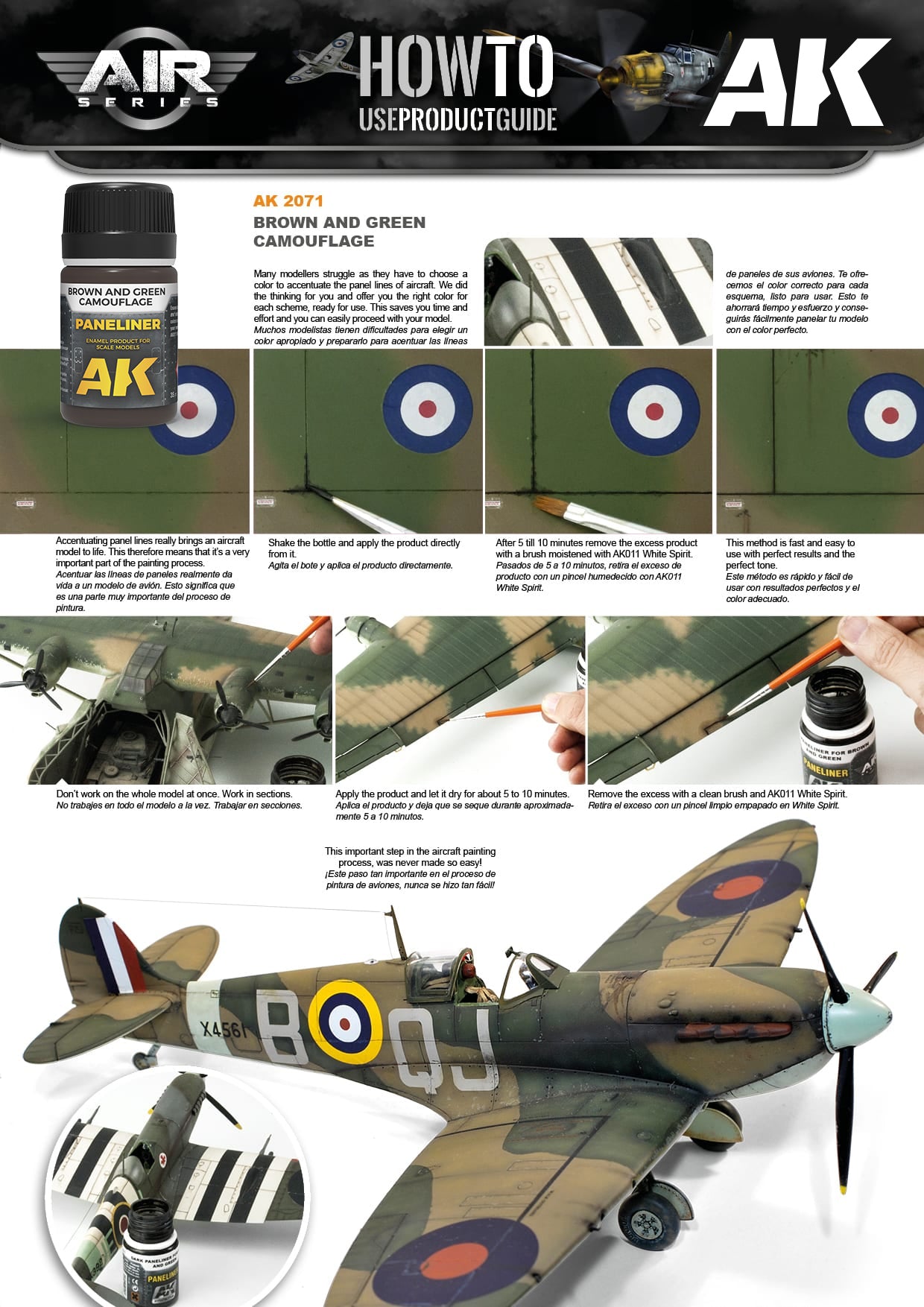Instrucciones del Panelador Enamel de AK para camuflajes marrones y verdes referencia 2071