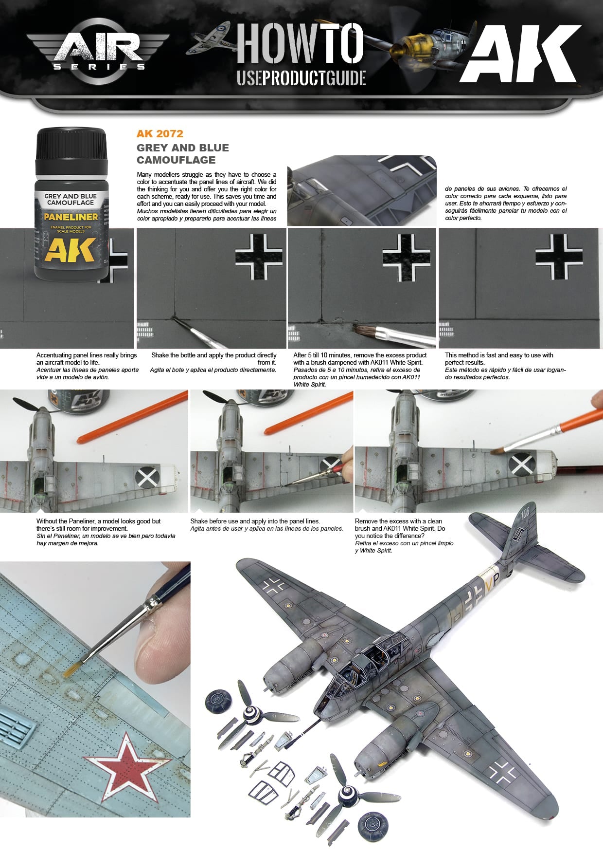 Instrucciones  de uso del panelliner for grey and blue de AK referencia 2072