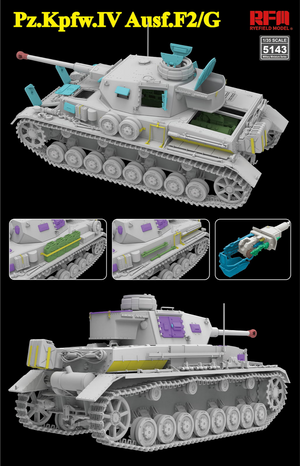 Vistas laterales de la maqueta del Panzer IV F2/G en escala 1:35 de Ryefield Model con referencia RFM5143