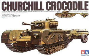 Portada de la maqueta del carro británico Churchill Cocodrile en escala 1:35 de Tamiya con referencia 35100