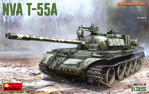 Portada de la caja de la maqueta del tanque ruso T-55A NVA en escala 1:35 de Miniart referencia 37083