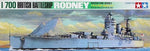 Portada de la maqueta del acorazado inglés Rodney en escala 1:700 de Tamiya con referencia 77502