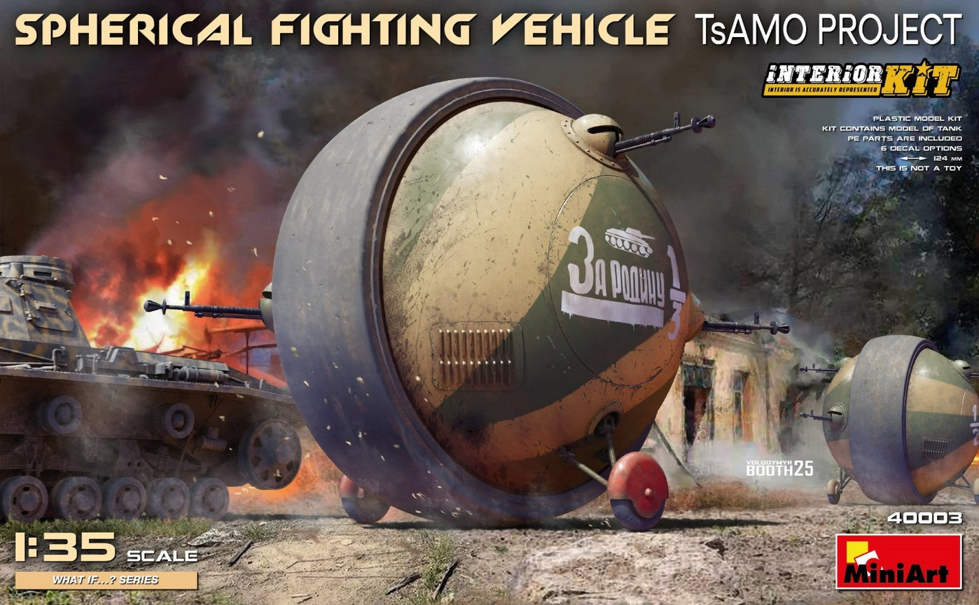 Portada de la maqueta de la Spherical Fighting Combat Vehicle TsAMO Project con interiores a escala 1:35 de Miniart referencia 40003