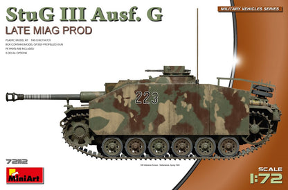 Portada de la caja de la maqueta del Stug III Ausf G de produccion Miag en version final en escala 1:72 de Miniart referencia 72112