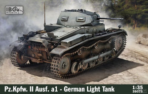 Foto de la portada de la caja de la maqueta del tanque ligero alemán Pz II A1 en escala 1:35 de IBG Models referencia 35075