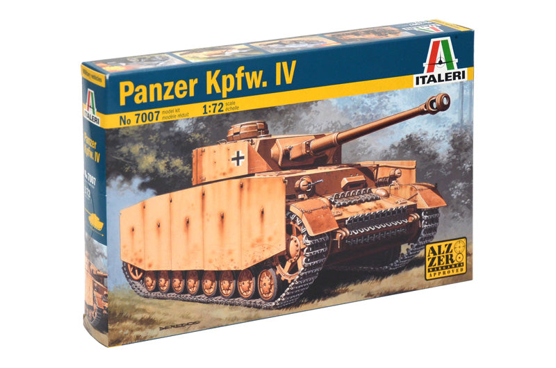 Portada de la caja de la maqueta del tanque alemán Panzer IV en escala 1:72 de Italeri referencia 7007
