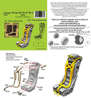 CMK (1/72) Mirage IIIC (M.-B. Mk.4) Seat (for Special Hobby)