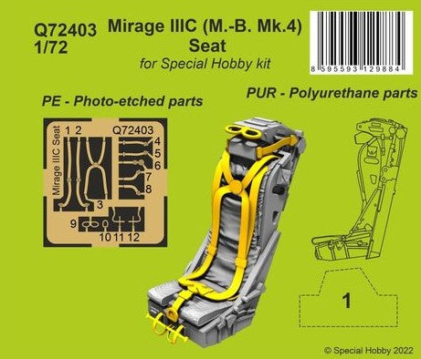 CMK (1/72) Mirage IIIC (M.-B. Mk.4) Seat (for Special Hobby)