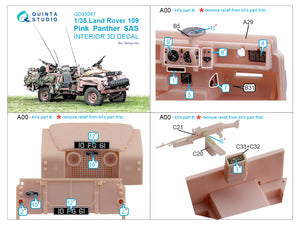 Instrucciones del set de fotograbados para Land Rover 109 del SAS en escala 1:35 de Quinta Studio referencia QD35087