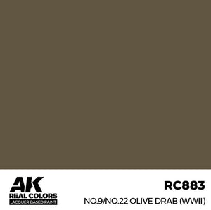 AK INTERACTIVE Real Color - No.9/No.22 Olive Drab WWII (17ml)