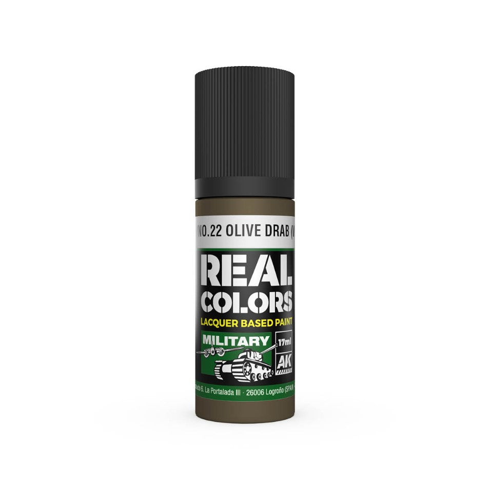 AK INTERACTIVE Real Color - No.9/No.22 Olive Drab WWII (17ml)