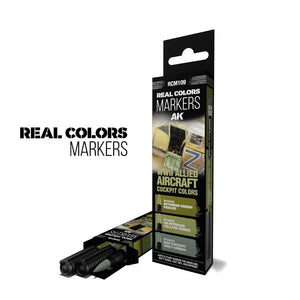 AK INTERACTIVE Real Colors Markers - WWII Allied Aircraft Cockpit Colors (set 3 colors)