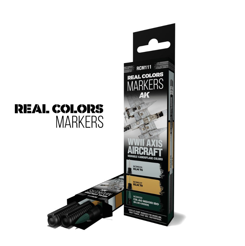 AK INTERACTIVE Real Colors Markers - WWII Axis Aircraft Squiggle Camouflage Colors (set 3 colors)