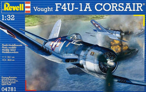Portada de la caja de la maqueta del caza norteamericano F4U-1A Corsair en escala 1:32 de Revell referencia 04781