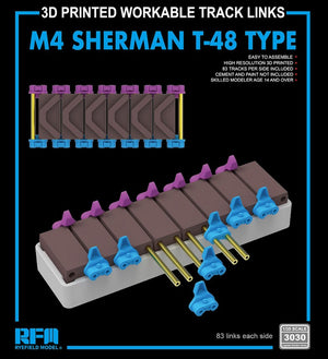 RYE FIELD MODEL (1/35) M4 Sherman T-48 type workable tracks (3D Printed)