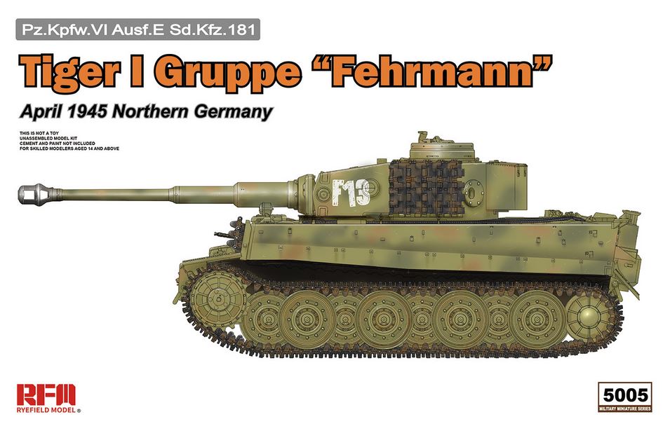 RYE FIELD MODEL Sd.Kfz. 181 Pz.kpfw.VI Ausf. E Tiger I Middle Production w/ Full Interior