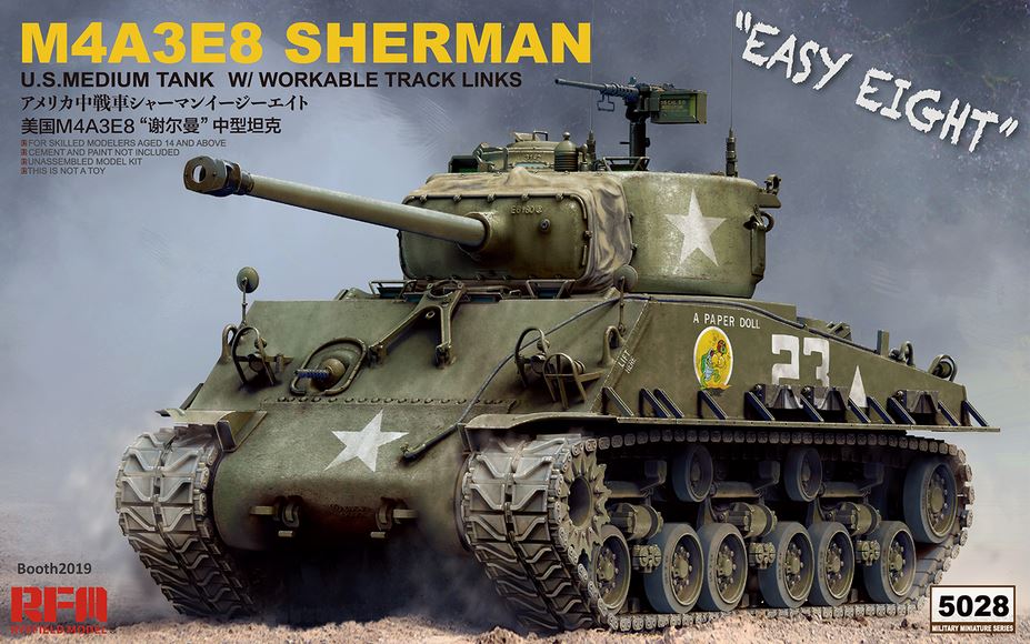 RYE FIELD MODEL M4A3E8 Sherman w/Full Interior & Workable Track Links