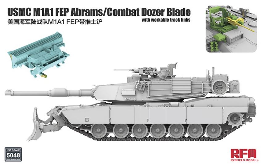 RYE FIELD MODEL (1/35) USMC M1A1 FEP Abrams/Combat Dozer Blade with Workable Track Links