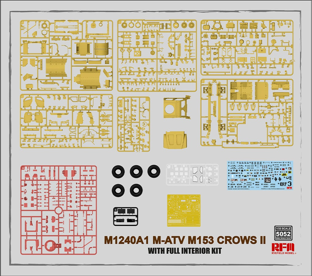Despiece de la maqueta del vehículo M1240 A1 MATV con sistema M153 Crows II en escala 1:35 de RFM referencia 5052