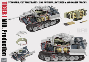 RYE FIELD MODEL (1/35) Pz.Kpfw. VI Ausf. E Tiger I Mid. Production Standard/Cut Away Parts 2in1 with full interior & workable tracks