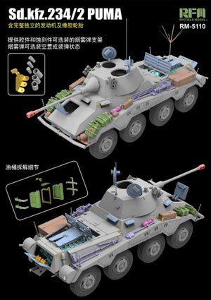 Roggenfeldmodell (1/35) Sd.Kfz.  234/2 PUMA mit Motorteilen