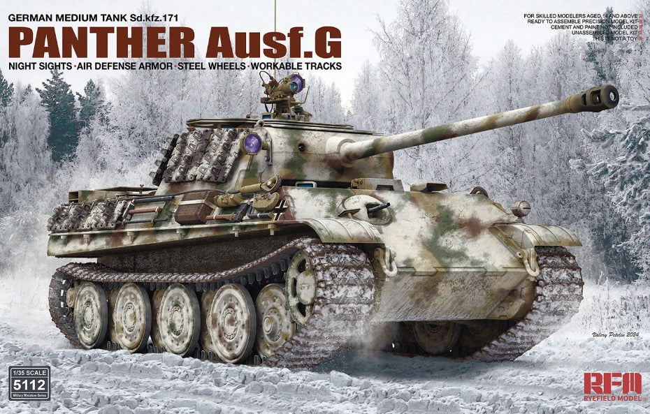 RYE FIELD MODEL (1/35) Sd.Kfz.171 Panther G w/Night Sights and Air Defense Armor & Steel Wheel