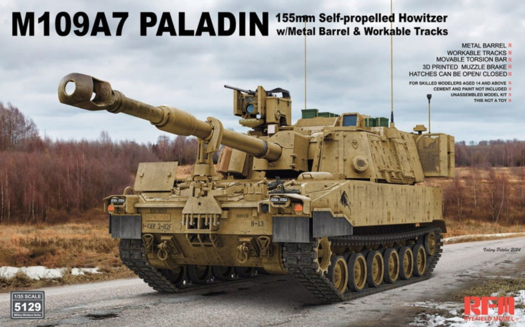 RYE FIELD MODEL (1/35) M109A7 Paladin 155 mm Self-Propelled Howitzer w/Workable Tracks