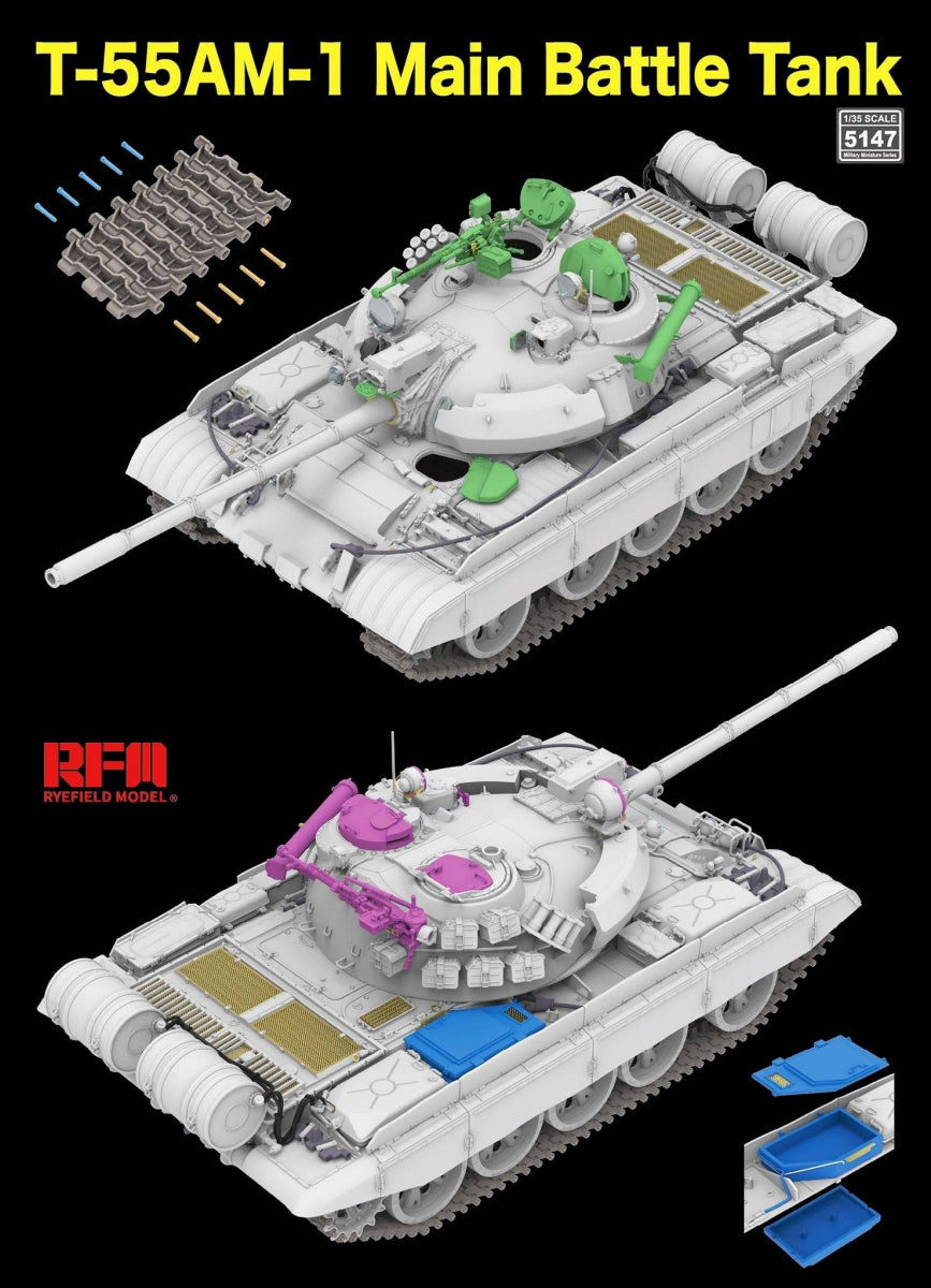 Cadenas de la maqueta del carro de combate T-55 AM-1 en escala 1:35 de RFM referencia 5147