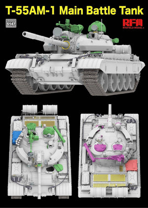 Opciones de configuración de la maqueta del carro de combate T-55 AM-1 en escala 1:35 de RFM referencia 5147