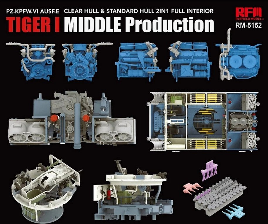 Detalle del motor de la maqueta del tanque alemán Tiger I en escala 1:35 de RFM referencia 5153