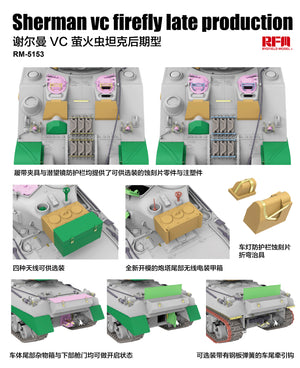Extras de la maqueta del tanque Sherman VC Firefly de producción final en escala 1:35 de RFM referencia 5153