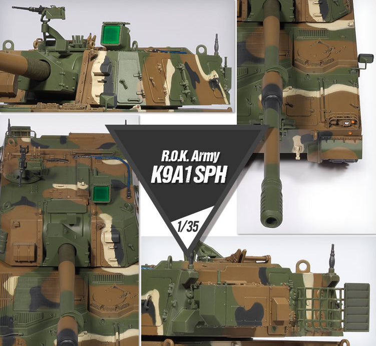 Foto detalles de la maqueta del cañón autopropulsado coreano K9 Thunder en escala 1:35 de Academy referencia 13561