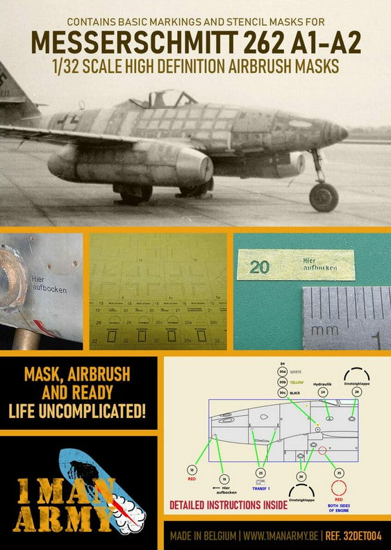 1 MAN ARMY (1/32) Messerschmitt ME-262 A1/2 (32DET004)