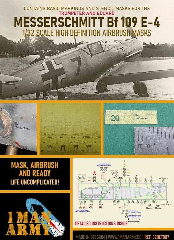 1 MAN ARMY (1/32) Messerschmitt Bf 109 E4 (32DET007)