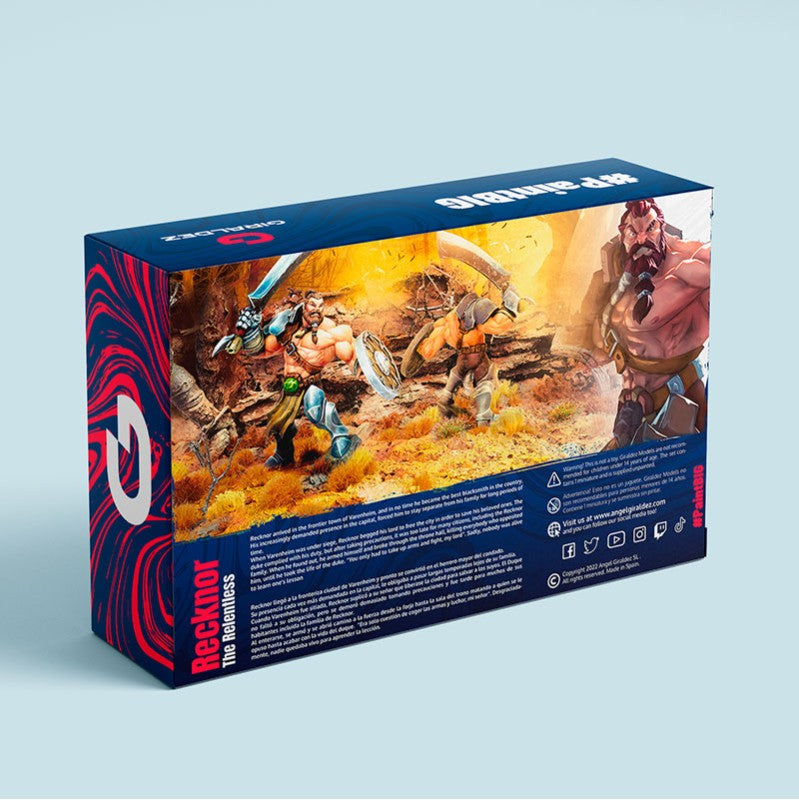 Reverso del estuche de la figura Recknor de Giraldez Models en 32mm