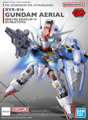 Portada de la caja de la figura del SD Gundam XVX-016 Gundam Aerial de Bandai referencia 63031