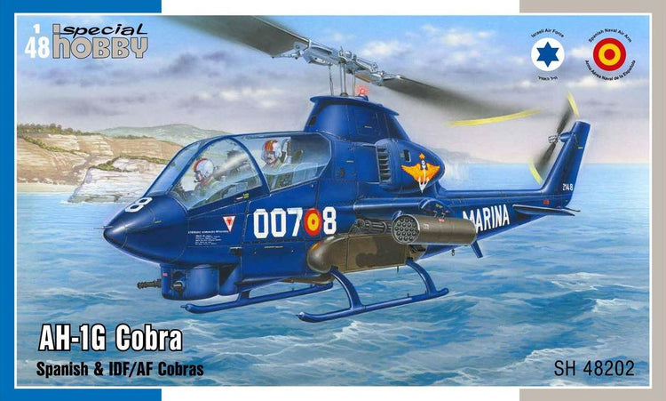 Portada de la caja del helicóptero militar de ataque AH-1G Cobra en escala 1:48 de Special Hobby referencia SH 48202