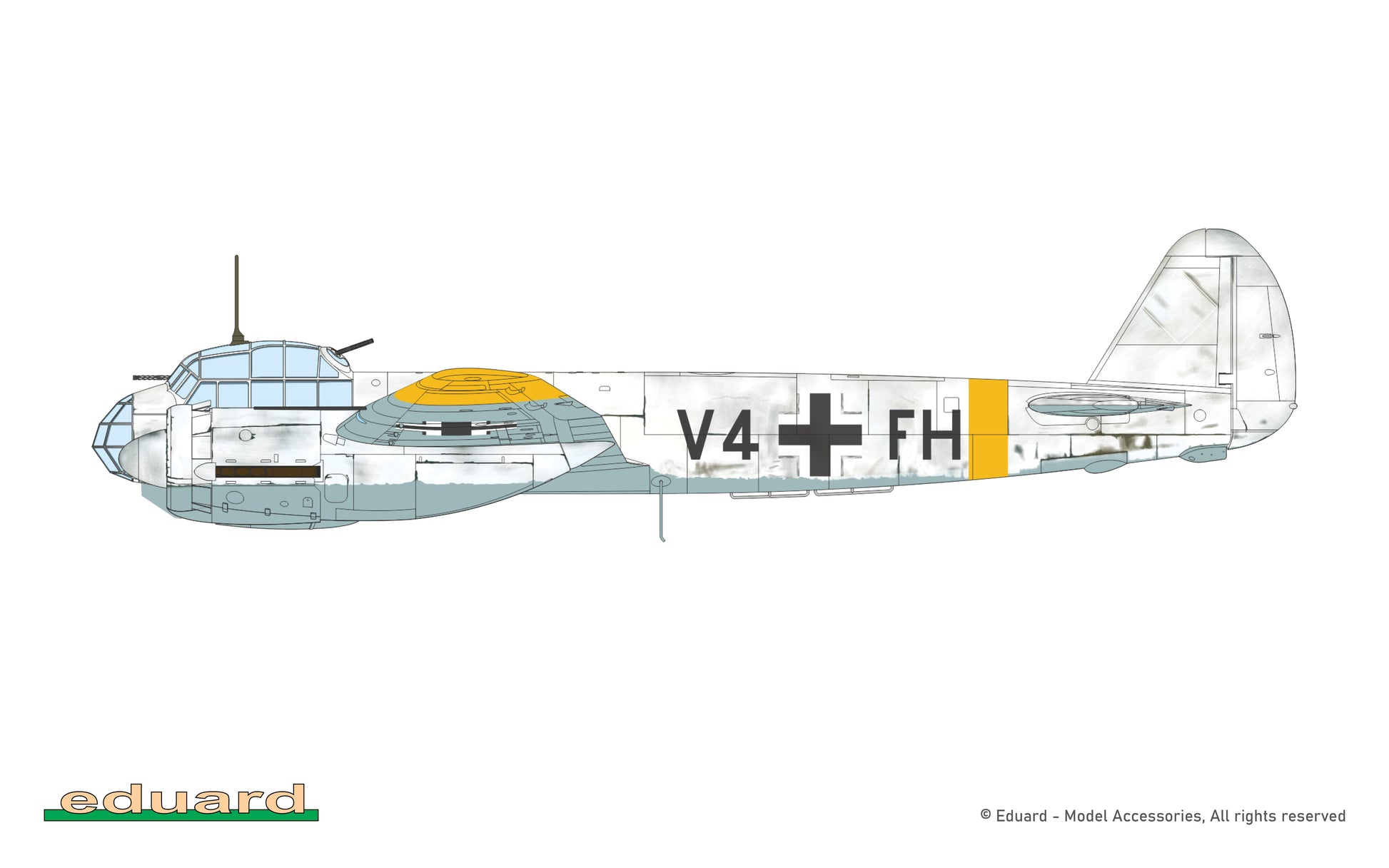 Esquema de pintura 1 de la maqueta del bombardero alemán Ju 88 A-4 en escala 1:48 de Eduard referencia 11194