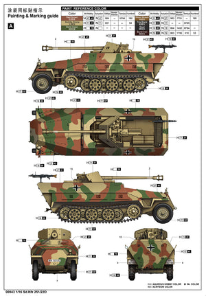 Decoraciones 1 de la maqueta del semioruga alemán Sd.Kfz.250/22D en escala 1:16 de Trumpeter referencia 00943
